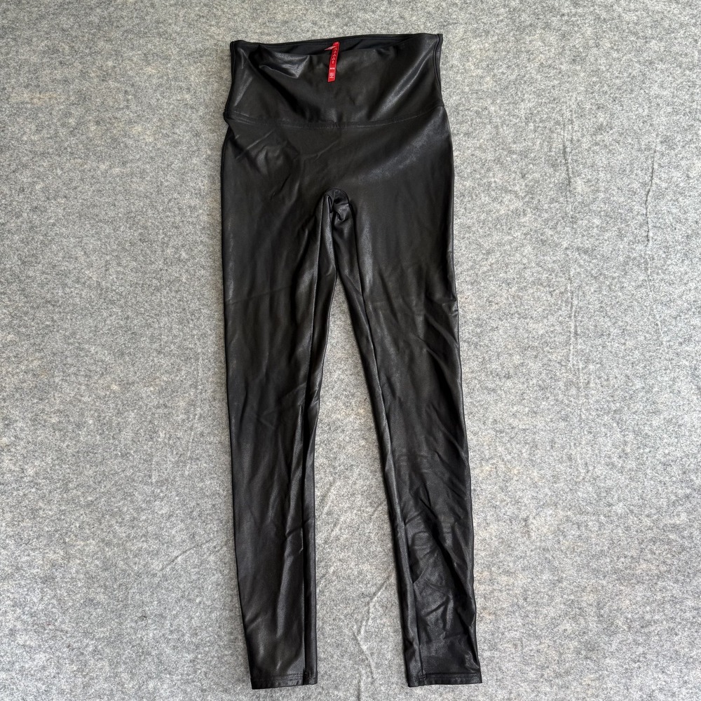 Spanx Faux Leather Leggings Womens Medium High Waist Stretch Slim‎ Fit Pants